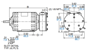 Dimension Vacuum Pump GAST Model 1032 Series
