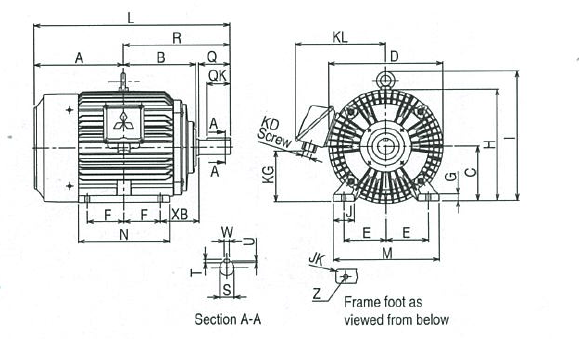 Motor MITSUBISHI SF-J IP55 Series (Dimension 1)