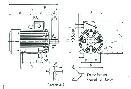 Motor MITSUBISHI SF-J IP55 Series (Dimension 2)